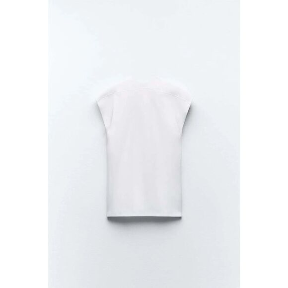 White Zara Deep V-Neck Sleeveless Pullover Top (NWT) - Picture 10 of 11